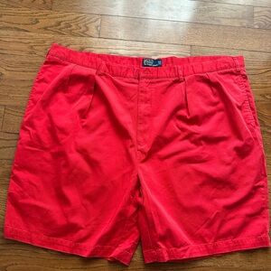 Polo Ralph Lauren Big Tyler Chino Red Men’s Shorts 54B Pleated Slash Pocket
